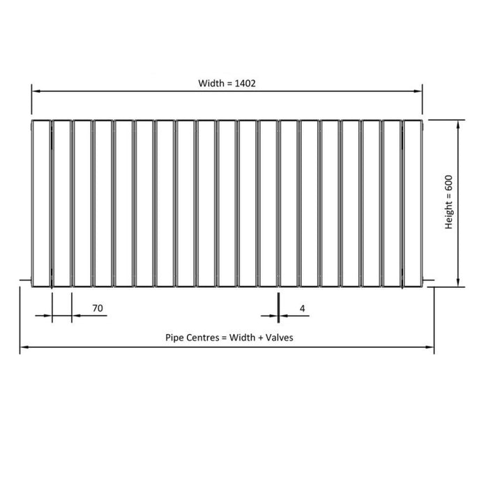 Eastbrook Addington Type20 Aluminium Horizontal Flat Panel Radiator - Matt Anthracite