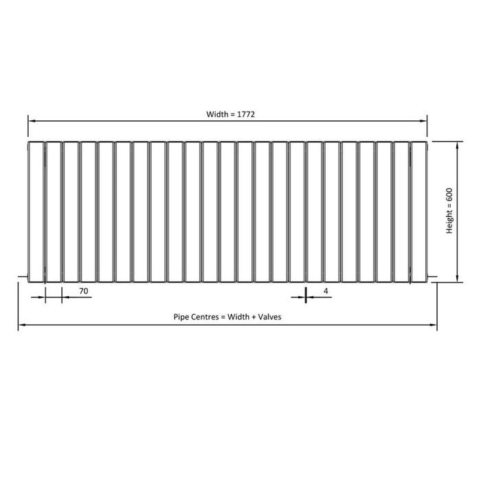 Eastbrook Addington Type10 Aluminium Horizontal Flat Panel Radiator - Matt Anthracite
