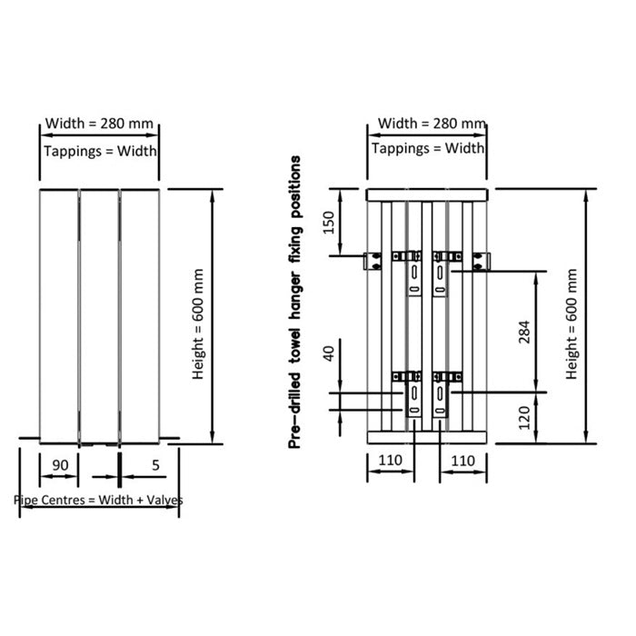 Eastbrook Rosano Aluminium Vertical Designer Radiator - Matt White