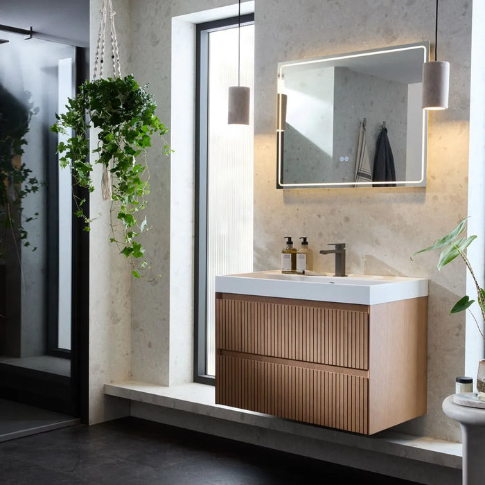 Vado Groove Rectangular Frameless Illuminated LED Mirror with Demister