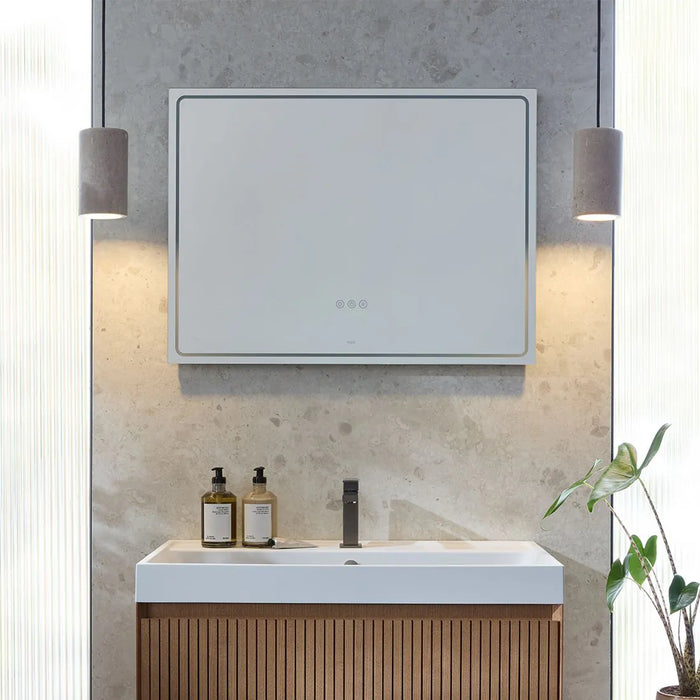 Vado Groove Rectangular Frameless Illuminated LED Mirror with Demister