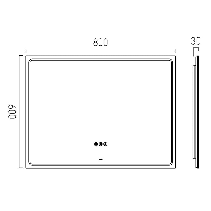 Vado Groove Rectangular Frameless Illuminated LED Mirror with Demister