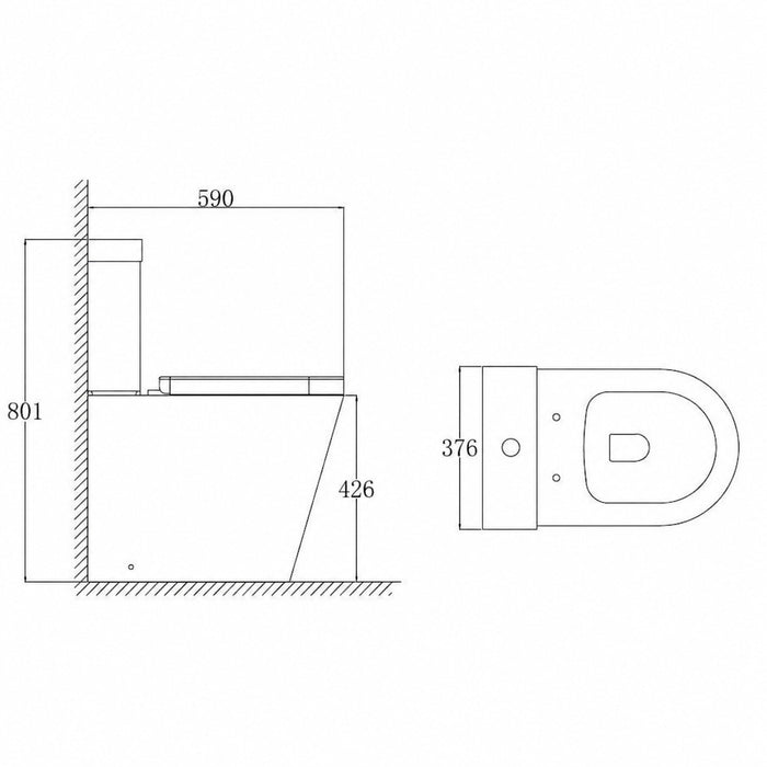 Tailored Ferrara Plus Rimless Semi-Comfort Height Fully Shrouded Close Coupled Toilet with Wrap Over Soft Close Seat