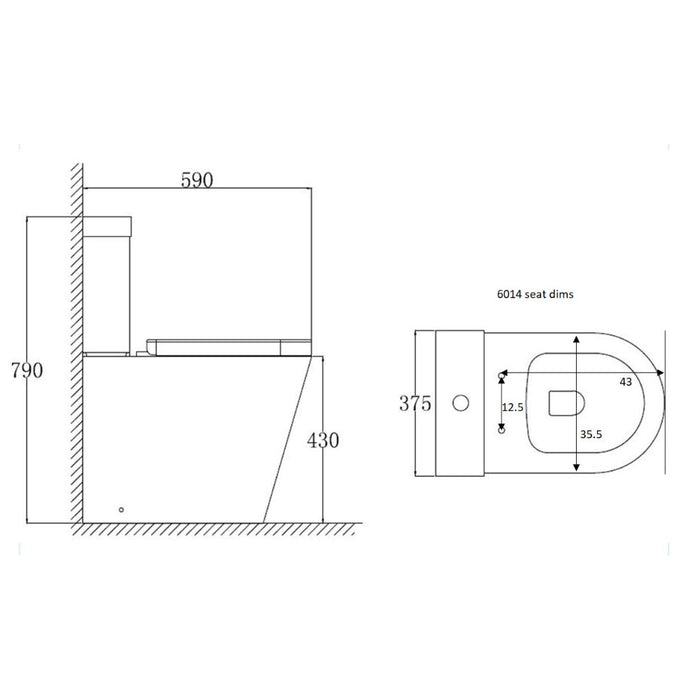 Tailored Ferrara Plus Rimless Semi-Comfort Height Fully Shrouded Close Coupled Toilet with Wrap Over Soft Close Seat