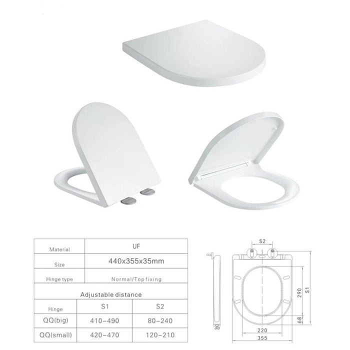 Tailored Ferrara Plus Rimless Back To Wall Toilet with Wrap Over Soft Close Seat
