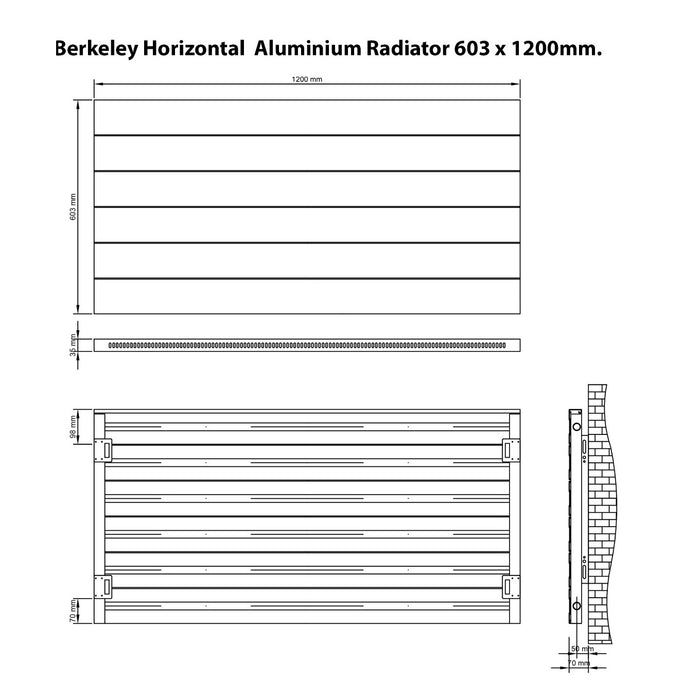 Eastbrook Berkeley Aluminium Horizontal Designer Radiator - Matt Anthracite