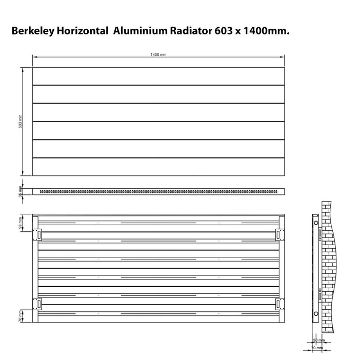 Eastbrook Berkeley Aluminium Horizontal Designer Radiator - Matt Anthracite