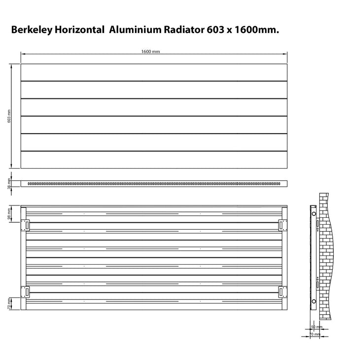Eastbrook Berkeley Aluminium Horizontal Designer Radiator - Matt Anthracite