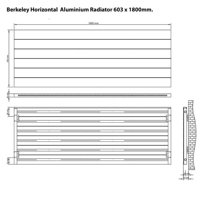 Eastbrook Berkeley Aluminium Horizontal Designer Radiator - Matt Anthracite
