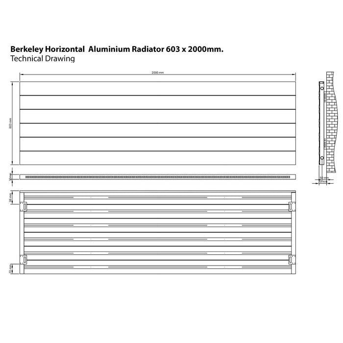 Eastbrook Berkeley Aluminium Horizontal Designer Radiator - Matt Anthracite