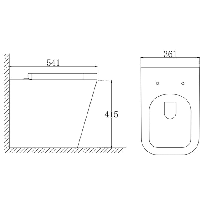 Tailored Milan Rimless Back To Wall Toilet with Soft Close Seat