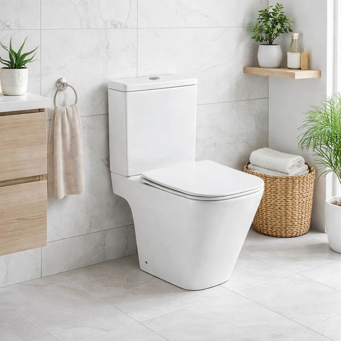 Tailored Milan Rimless Square Open Back Close Coupled Toilet with Soft Close Seat