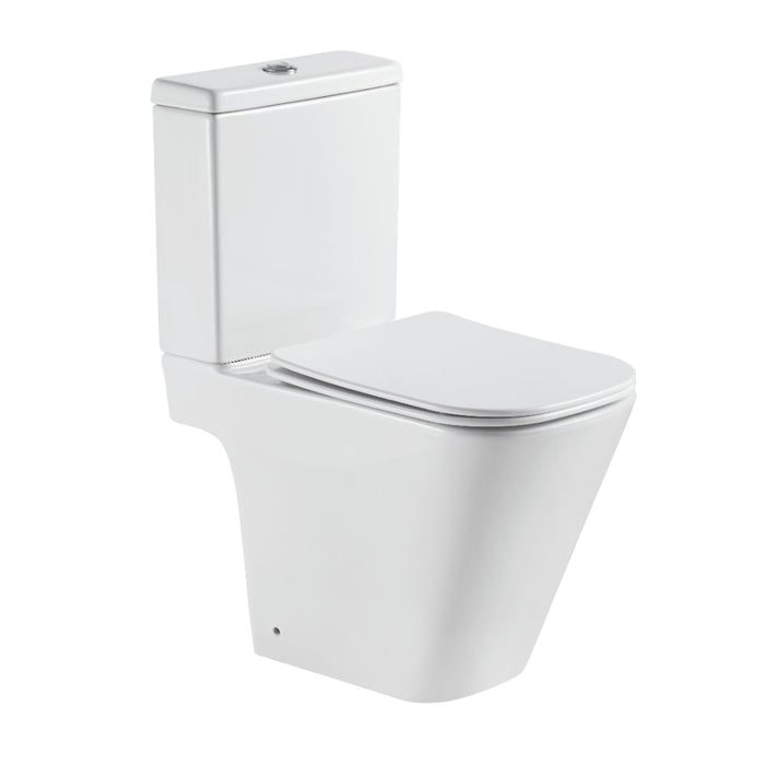 Tailored Milan Rimless Square Open Back Close Coupled Toilet with Soft Close Seat