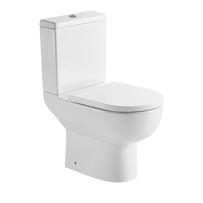 Tailored Tornio Rimless Open Back D-Shape Close Coupled Toilet with Soft Close Seat
