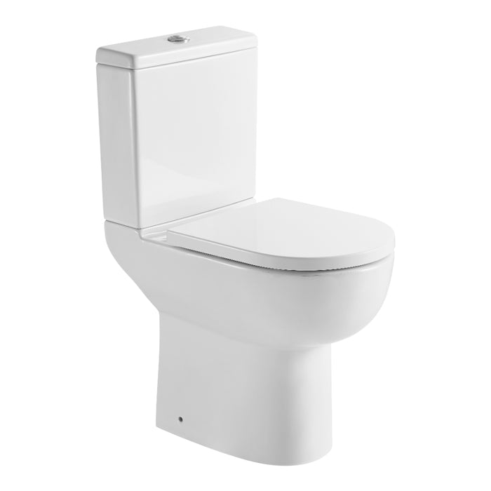 Tailored Tornio Rimless Comfort Height Open Back D-Shape Close Coupled Toilet with Soft Close Seat