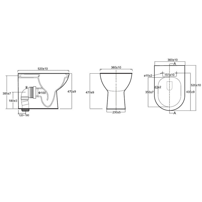 Tailored Tornio Rimless Comfort Height D-Shape Back to Wall Toilet with Soft Close Seat