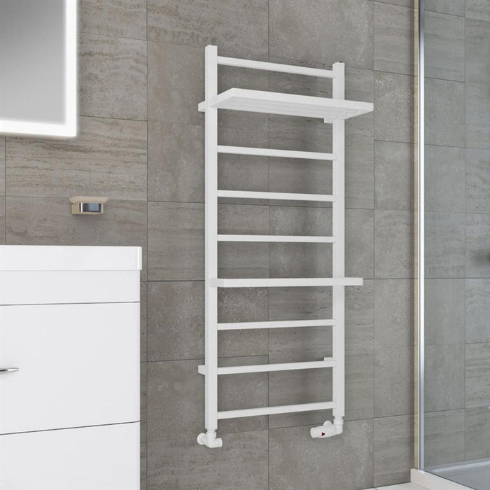 Eastbrook Launton Vertical Straight Heated Towel Rail - Matt White