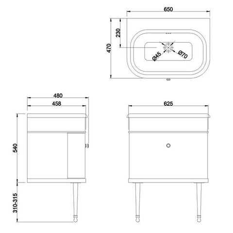 Burlington Chalfont 1 Drawer Vanity Unit With Basin