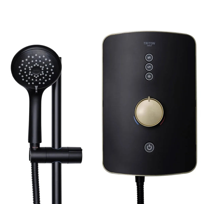 Triton Amore Electric Shower - 9.5kW - Brushed Brass/Black