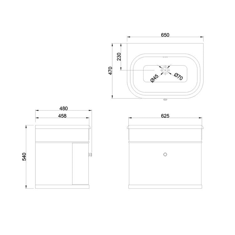 Burlington Chalfont 1 Drawer Wall Hung Vanity Unit