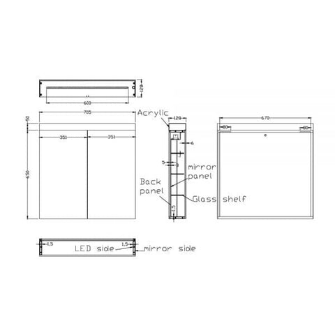 Crosswater Image 2 Door Illuminated Mirrored Cabinet