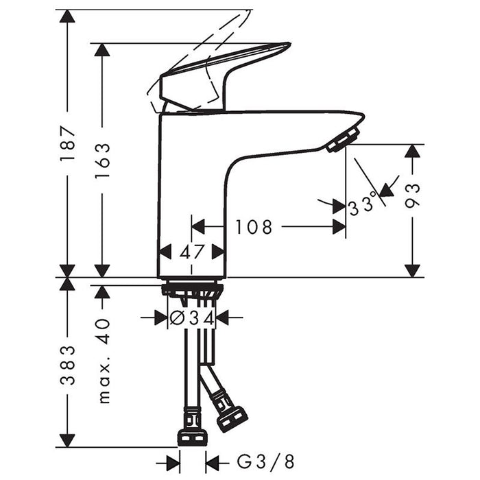 Hansgrohe Logis 100 Chrome Single Lever Basin Mixer With Click-Clack Waste
