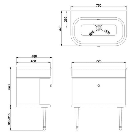 Burlington Chalfont 1 Drawer Vanity Unit With Basin