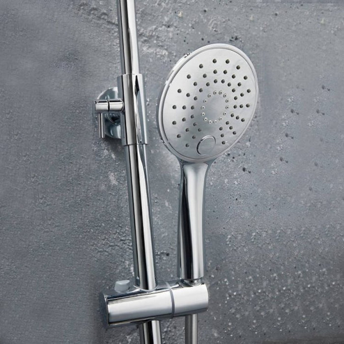 Scudo Messi Round Thermostatic Cool Touch Rigid Riser Shower Set - Chrome