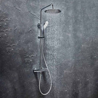 Scudo Messi Round Thermostatic Cool Touch Rigid Riser Shower Set - Chrome