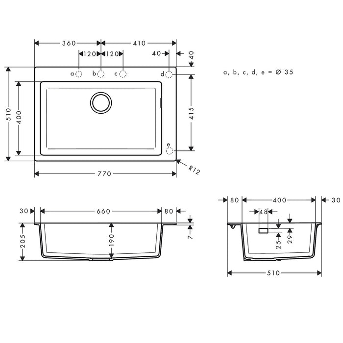 Hansgrohe S51 Granite Composite Kitchen Sink - Stone Grey