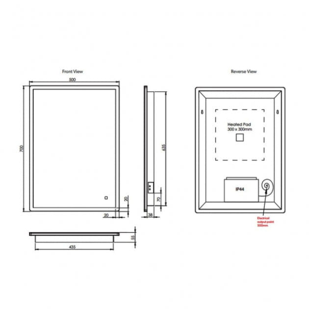 HiB Vega Portrait Demistable Illuminated LED Mirror