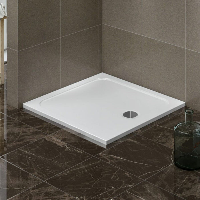 Tailored Low Profile Square Shower Tray with Waste - White