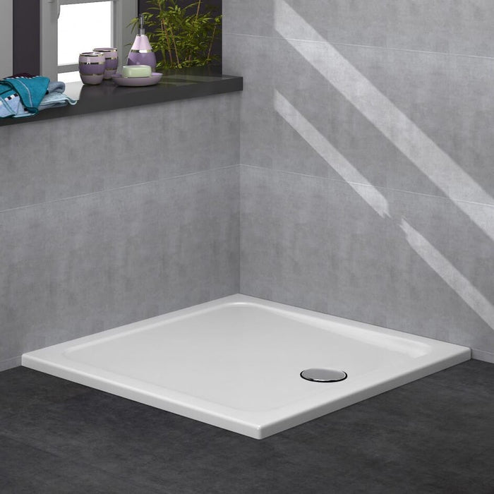 Tailored Low Profile Square Shower Tray with Waste - White