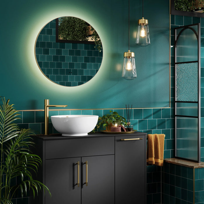 HiB Arcane Round Framed LED Illuminated Mirror