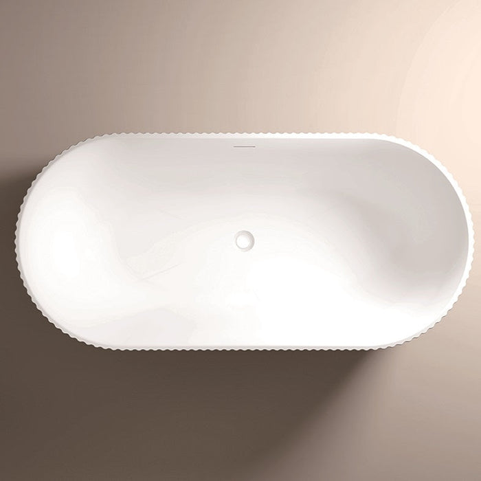 Tailored Flauto Fluted Double Ended Freestanding Bath - 1700mm x 800mm - Matt White