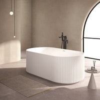 Tailored Flauto Fluted Double Ended Freestanding Bath - 1700mm x 800mm - Matt White