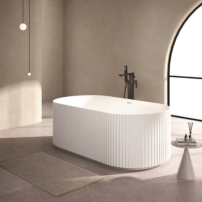 Tailored Flauto Fluted Double Ended Freestanding Bath - 1700mm x 800mm - Matt White