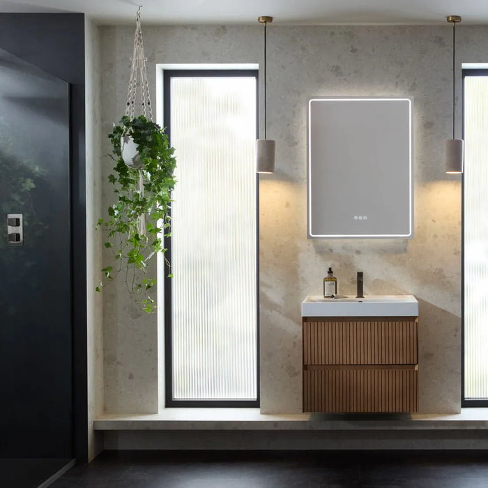 Vado Groove Rectangular Frameless Illuminated LED Mirror with Demister