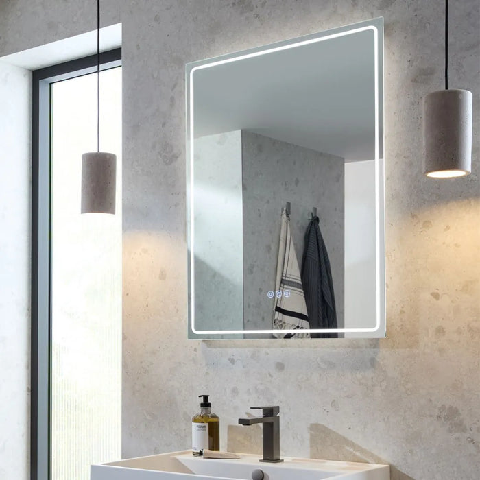 Vado Groove Rectangular Frameless Illuminated LED Mirror with Demister