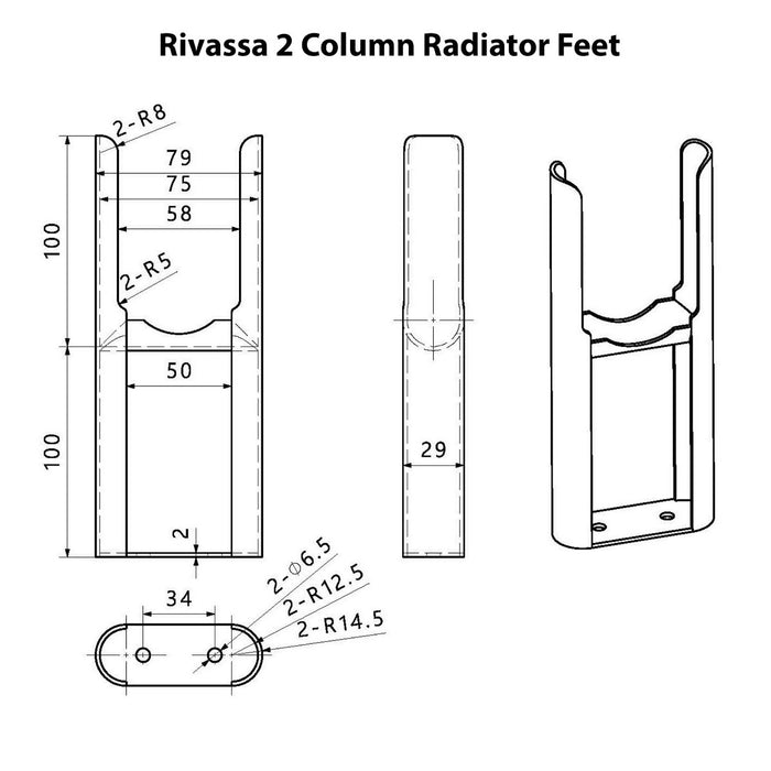Eastbrook Rivassa 2 Column Radiator Feet Pair