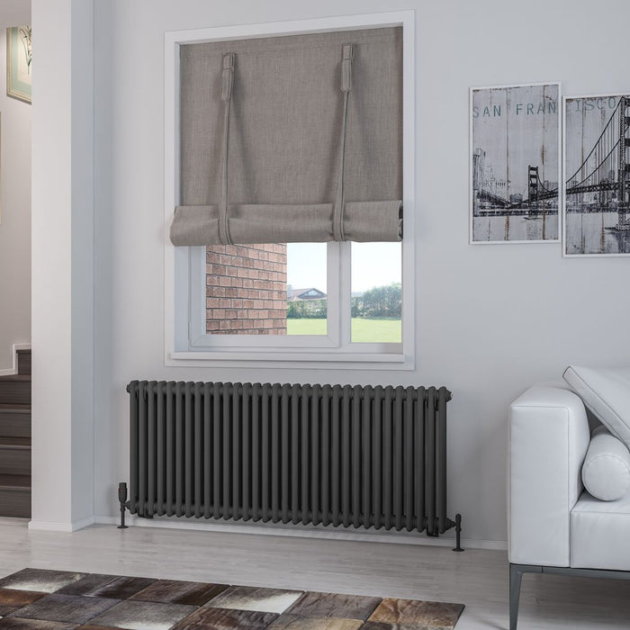 Eastbrook Rivassa 2 Column Horizontal Designer Radiator - Matt Anthracite