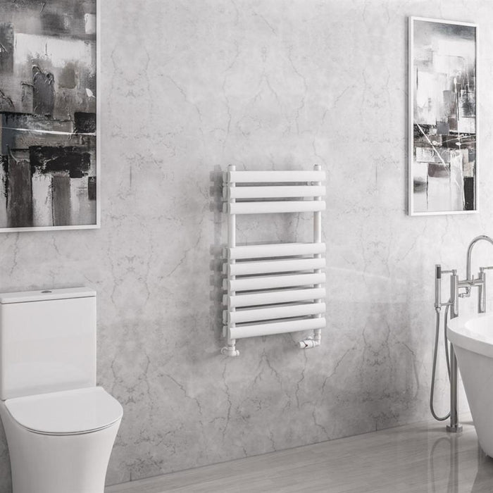 Eastbrook Tunstall Double Vertical Designer Heated Towel Rail - Matt White