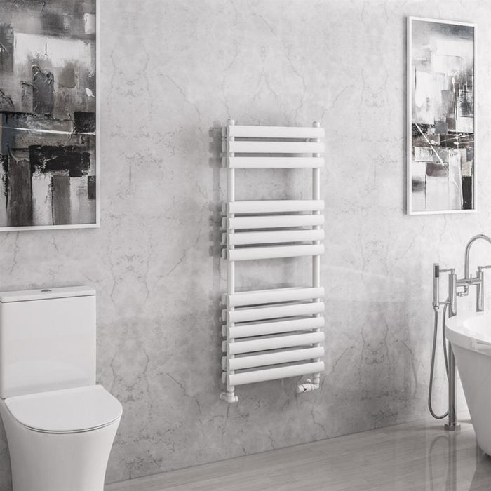 Eastbrook Tunstall Double Vertical Designer Heated Towel Rail - Matt White