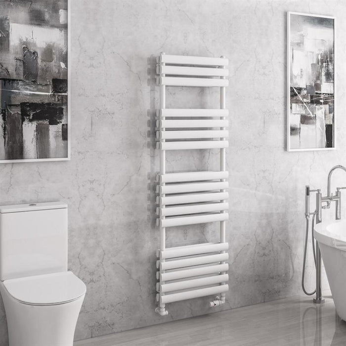 Eastbrook Tunstall Double Vertical Designer Heated Towel Rail - Matt White