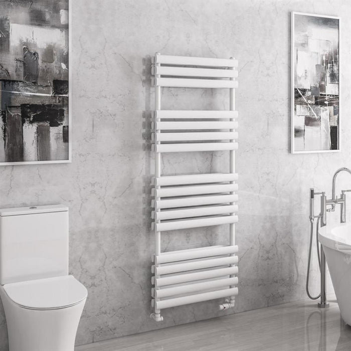 Eastbrook Tunstall Double Vertical Designer Heated Towel Rail - Matt White