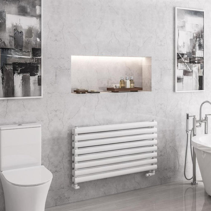 Eastbrook Tunstall Double Horizontal Designer Heated Towel Rail - 560mm x 1000mm - Matt White