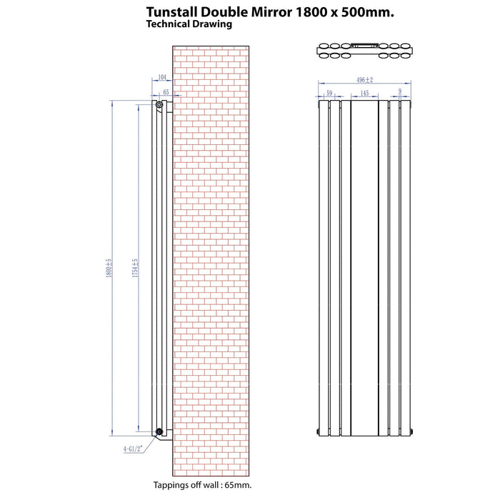 Eastbrook Tunstall Double Mirror Designer Radiator - Matt Anthracite