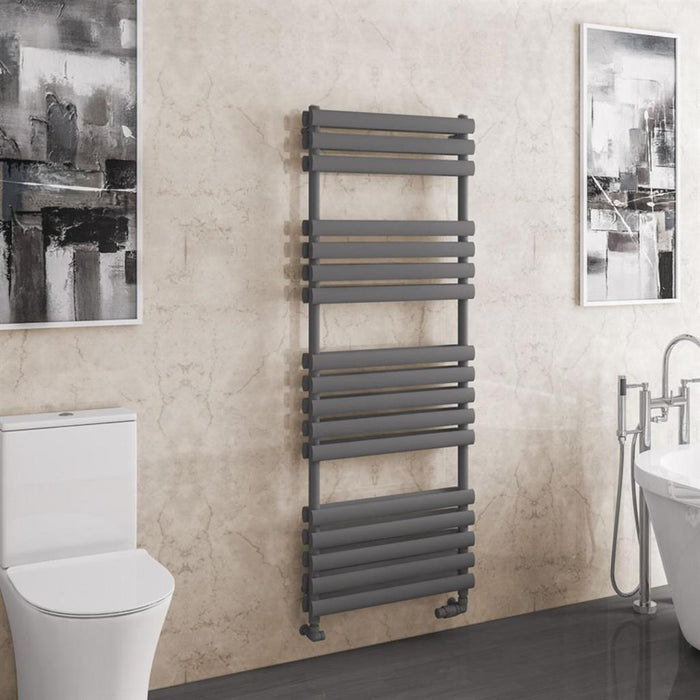Eastbrook Tunstall Double Vertical Designer Heated Towel Rail - Matt Anthracite