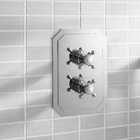 Crosswater Belgravia 3 Outlet 2 Handle Thermostatic Concealed Shower Valve With Crosshead Handle - Chrome/White