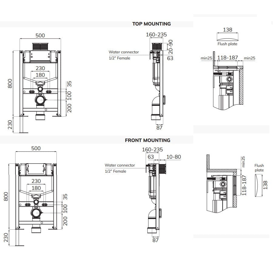 Sonas Living Universal Frame & Cistern For Wall Hung WC